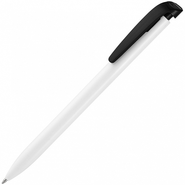 Ручка шариковая Favorite, белая с черным с логотипом в Санкт-Петербурге заказать по выгодной цене в кибермаркете AvroraStore