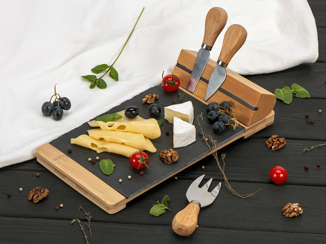 Набор для сыра из бамбука и сланца «Taleggio» с логотипом в Санкт-Петербурге заказать по выгодной цене в кибермаркете AvroraStore