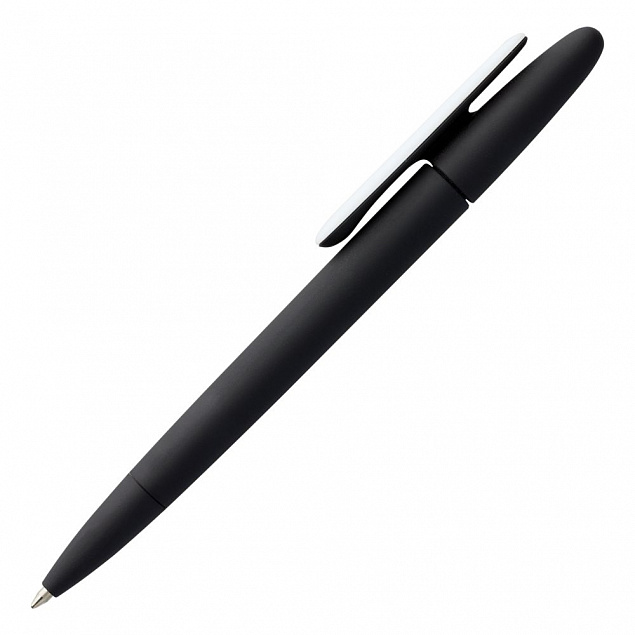 Ручка шариковая Prodir DS5 TRR-P Soft Touch, черная с белым с логотипом в Санкт-Петербурге заказать по выгодной цене в кибермаркете AvroraStore