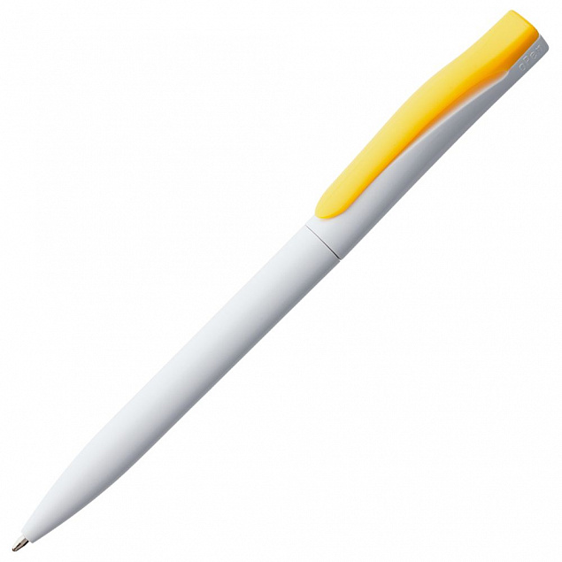 Ручка шариковая Pin, белая с желтым с логотипом в Санкт-Петербурге заказать по выгодной цене в кибермаркете AvroraStore
