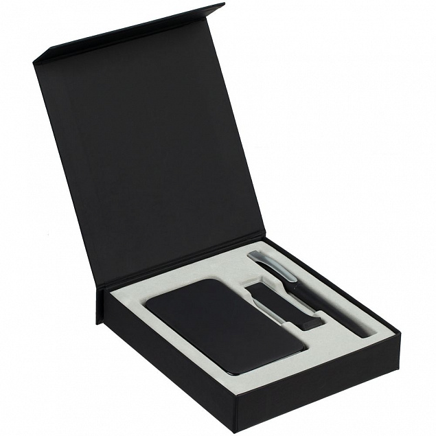 Коробка Latern для аккумулятора 5000 мАч, флешки и ручки, черная с логотипом в Санкт-Петербурге заказать по выгодной цене в кибермаркете AvroraStore