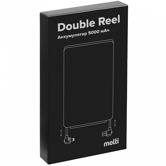 Внешний аккумулятор Double Reel 5000 мАч, черный с логотипом в Санкт-Петербурге заказать по выгодной цене в кибермаркете AvroraStore