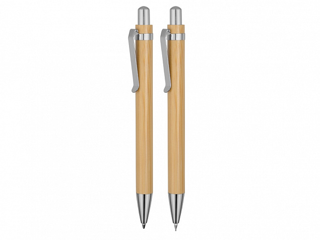 Набор Bamboo: шариковая ручка и механический карандаш с логотипом в Санкт-Петербурге заказать по выгодной цене в кибермаркете AvroraStore