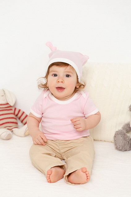 Футболка детская с коротким рукавом Baby Prime, розовая с молочно-белым с логотипом в Санкт-Петербурге заказать по выгодной цене в кибермаркете AvroraStore