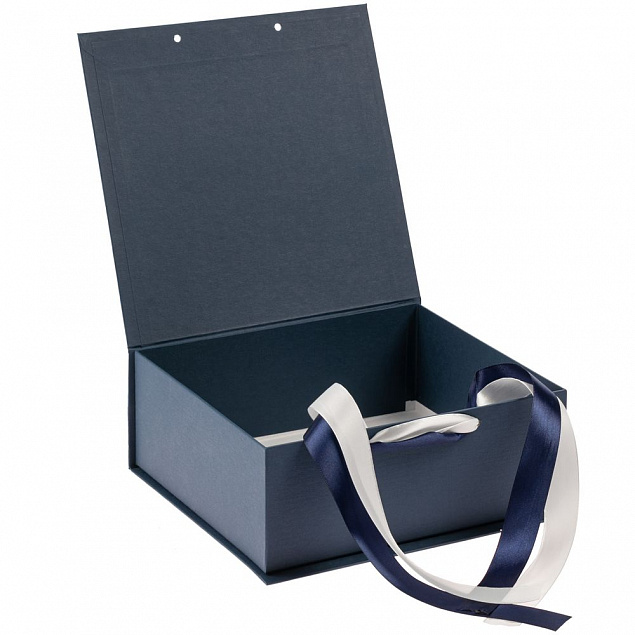 Коробка на лентах Tie Up, малая, синяя с логотипом в Санкт-Петербурге заказать по выгодной цене в кибермаркете AvroraStore