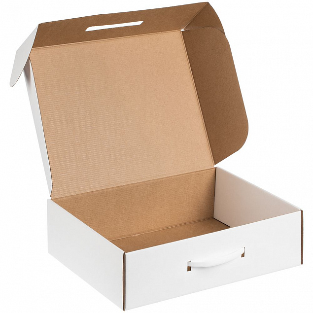Коробка самосборная Light Case, белая, с белой ручкой с логотипом в Санкт-Петербурге заказать по выгодной цене в кибермаркете AvroraStore
