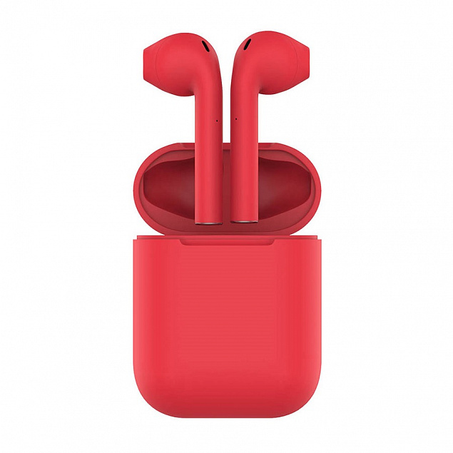 Наушники беспроводные с зарядным боксом TWS AIR SOFT, цвет красный  с логотипом в Санкт-Петербурге заказать по выгодной цене в кибермаркете AvroraStore