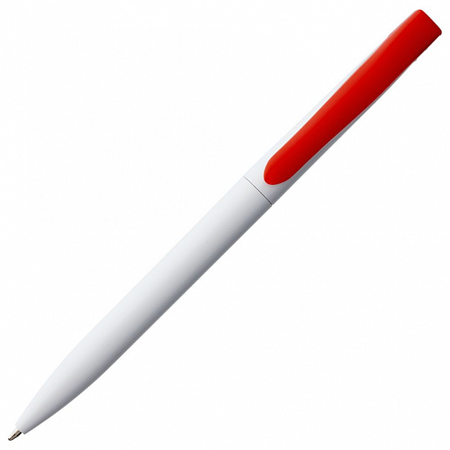 Ручка шариковая Pin, белая с красным с логотипом в Санкт-Петербурге заказать по выгодной цене в кибермаркете AvroraStore