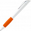 Ручка шариковая Grip, белая с оранжевым с логотипом в Санкт-Петербурге заказать по выгодной цене в кибермаркете AvroraStore
