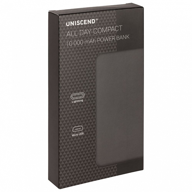 Внешний аккумулятор Uniscend All Day Compact 10 000 мAч, черный с логотипом в Санкт-Петербурге заказать по выгодной цене в кибермаркете AvroraStore