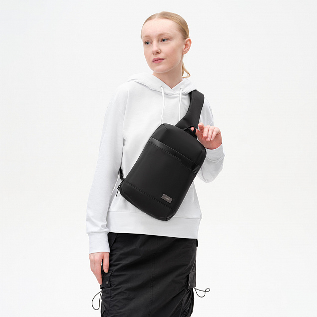 Рюкзак cross body, Sigma, черный/серый с логотипом в Санкт-Петербурге заказать по выгодной цене в кибермаркете AvroraStore