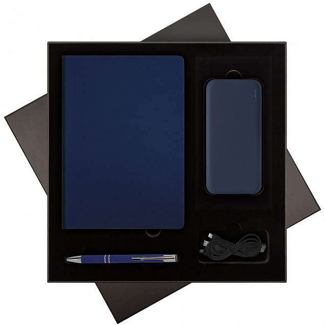Подарочный набор Star синий (ежедневник, ручка, аккумулятор) с логотипом в Санкт-Петербурге заказать по выгодной цене в кибермаркете AvroraStore