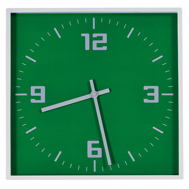 Часы настенные "КВАДРАТ"; зеленый, 30*30 см; пластик; без элементов питания с логотипом в Санкт-Петербурге заказать по выгодной цене в кибермаркете AvroraStore
