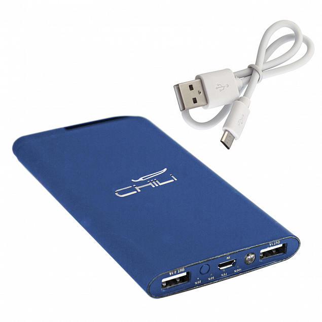 Зарядное устройство "Theta", 6000 mAh, 2 выхода USB, темно-синий, покрытие soft touch с логотипом в Санкт-Петербурге заказать по выгодной цене в кибермаркете AvroraStore