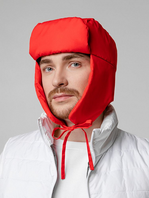 Шапка-ушанка Shelter, красная с логотипом в Санкт-Петербурге заказать по выгодной цене в кибермаркете AvroraStore