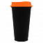 Стакан с крышкой Color Cap Black, черный с оранжевым с логотипом в Санкт-Петербурге заказать по выгодной цене в кибермаркете AvroraStore