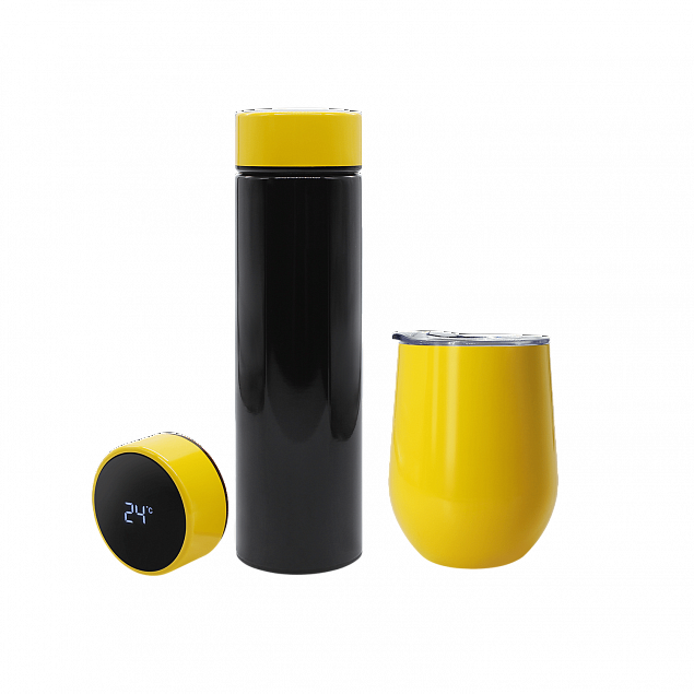 Набор Hot Box Duo CB grey (черный с желтым) с логотипом в Санкт-Петербурге заказать по выгодной цене в кибермаркете AvroraStore