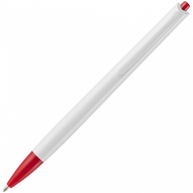 Ручка шариковая Tick, белая с красным с логотипом в Санкт-Петербурге заказать по выгодной цене в кибермаркете AvroraStore
