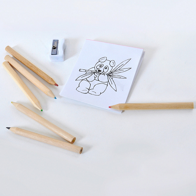 Набор цветных карандашей с раскрасками и точилкой "Figgy", 7,4х9х1,5см, дерево, картон, бумага с логотипом в Санкт-Петербурге заказать по выгодной цене в кибермаркете AvroraStore