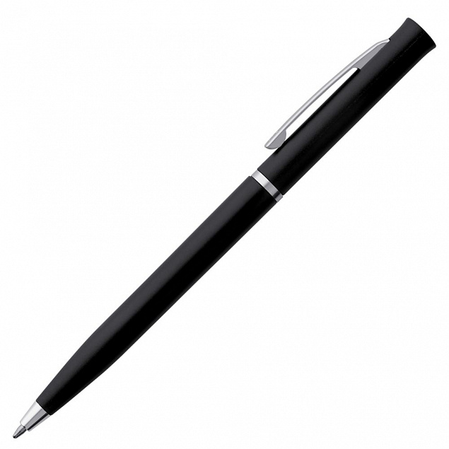 Ручка шариковая Euro Chrome, черная с логотипом в Санкт-Петербурге заказать по выгодной цене в кибермаркете AvroraStore