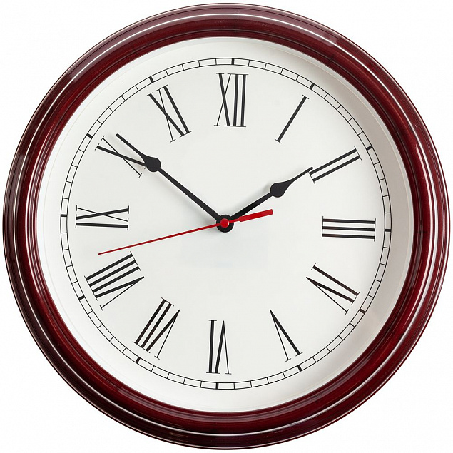 Часы настенные Flat Circle, бордовые с логотипом в Санкт-Петербурге заказать по выгодной цене в кибермаркете AvroraStore