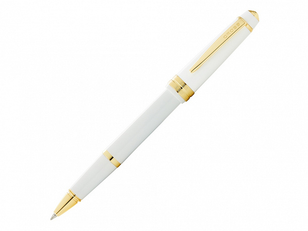 Ручка-роллер Bailey Light Polished White Resin and Gold Tone с логотипом в Санкт-Петербурге заказать по выгодной цене в кибермаркете AvroraStore