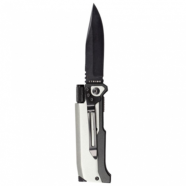 Нож складной с фонариком и огнивом Ster, серый с логотипом в Санкт-Петербурге заказать по выгодной цене в кибермаркете AvroraStore
