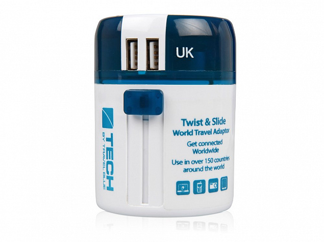 Адаптер с 2-мя USB-портами Twist & Slide с логотипом в Санкт-Петербурге заказать по выгодной цене в кибермаркете AvroraStore