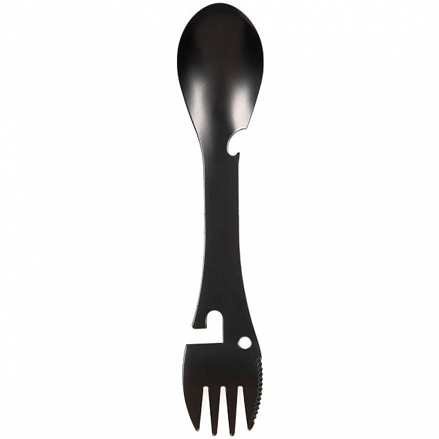 Походный столовый прибор Full Spoon, черный с логотипом в Санкт-Петербурге заказать по выгодной цене в кибермаркете AvroraStore