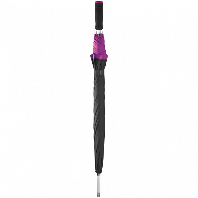 Зонт-трость Highlight, черный с фиолетовым с логотипом в Санкт-Петербурге заказать по выгодной цене в кибермаркете AvroraStore