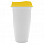 Стакан с крышкой Color Cap White, белый с желтым с логотипом в Санкт-Петербурге заказать по выгодной цене в кибермаркете AvroraStore