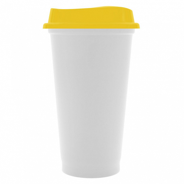 Стакан с крышкой Color Cap White, белый с желтым с логотипом в Санкт-Петербурге заказать по выгодной цене в кибермаркете AvroraStore