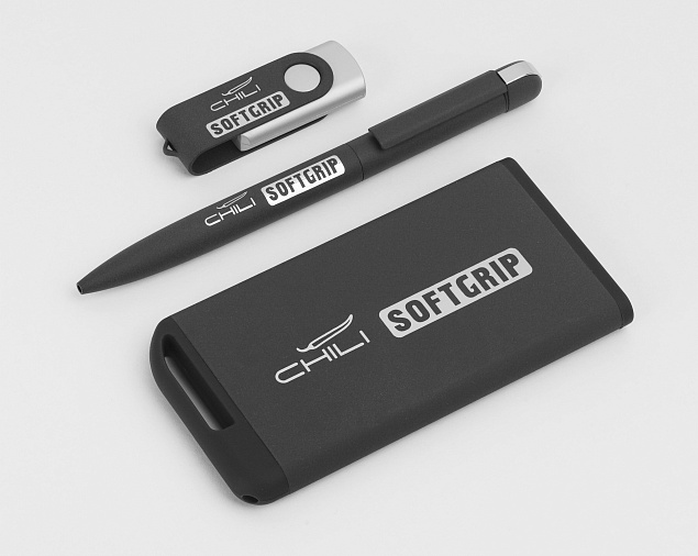 Набор ручка + флеш-карта 16Гб + зарядное устройство 4000 mAh в футляре, softgrip с логотипом в Санкт-Петербурге заказать по выгодной цене в кибермаркете AvroraStore