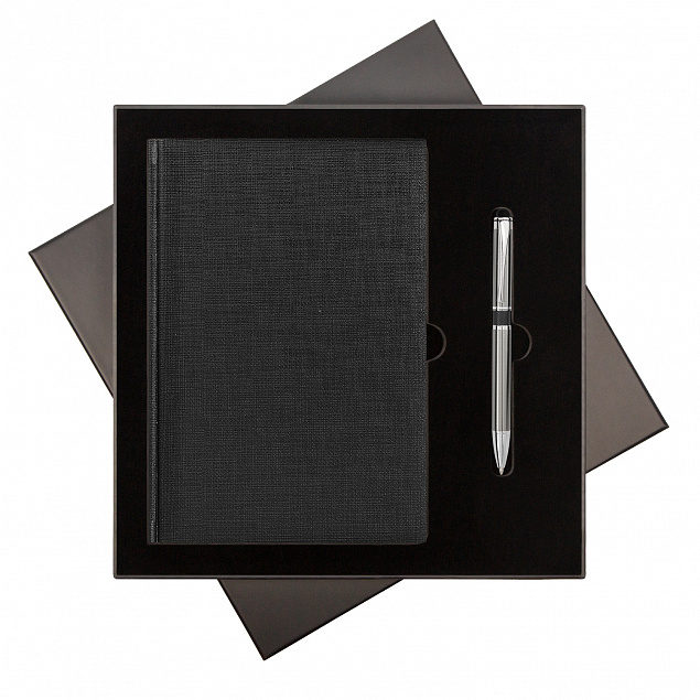 Подарочный набор City Flax/iP, черный (ежедневник недат А5, ручка) с логотипом в Санкт-Петербурге заказать по выгодной цене в кибермаркете AvroraStore