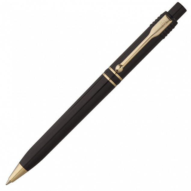 Ручка шариковая Raja Gold, черная с логотипом в Санкт-Петербурге заказать по выгодной цене в кибермаркете AvroraStore