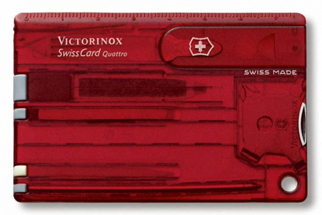 Набор инструментов SwissCard Quattro, красный с логотипом в Санкт-Петербурге заказать по выгодной цене в кибермаркете AvroraStore