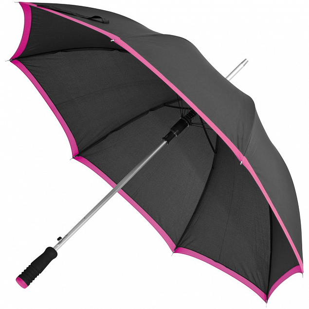 Зонт-трость Highlight, черный с розовым с логотипом в Санкт-Петербурге заказать по выгодной цене в кибермаркете AvroraStore
