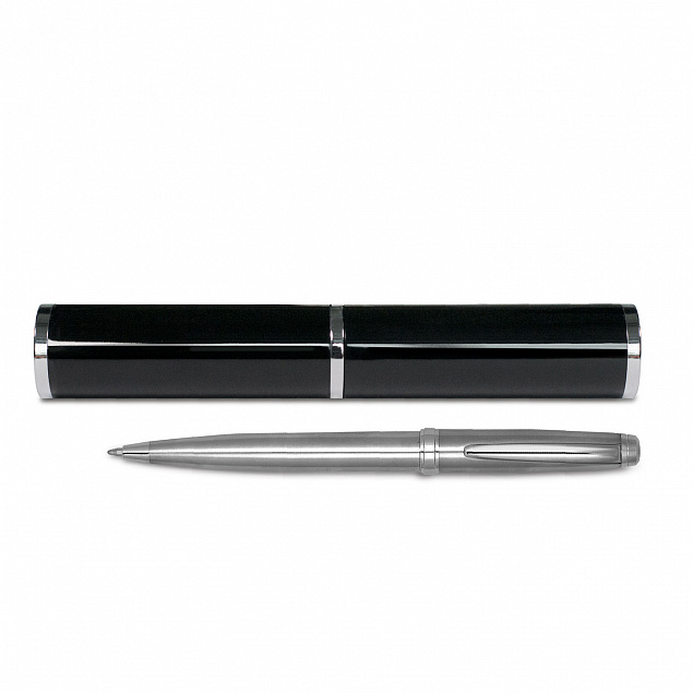 Набор ручка Lyon c футляром, серебряный, черный с логотипом в Санкт-Петербурге заказать по выгодной цене в кибермаркете AvroraStore