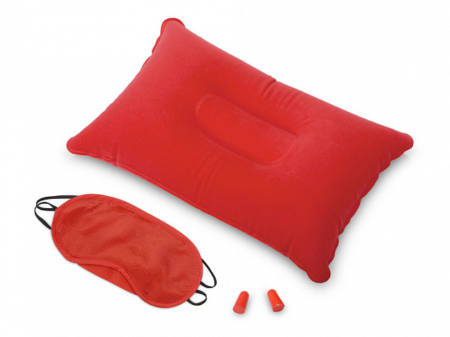 Набор для путешествия с прямоугольной подушкой Cloud, красный с логотипом в Санкт-Петербурге заказать по выгодной цене в кибермаркете AvroraStore