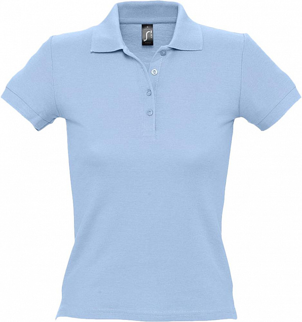 Рубашка поло женская PEOPLE 210, голубая с логотипом в Санкт-Петербурге заказать по выгодной цене в кибермаркете AvroraStore