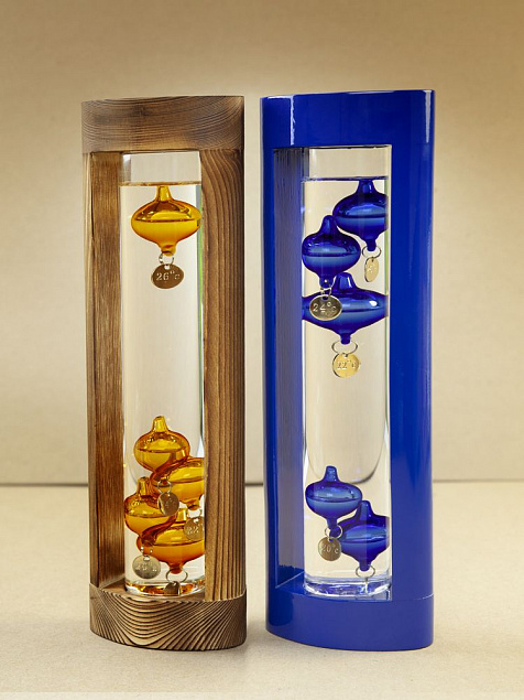Термометр «Галилео» в деревянном корпусе, синий с логотипом в Санкт-Петербурге заказать по выгодной цене в кибермаркете AvroraStore