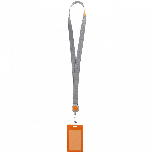 Чехол для пропуска с лентой и ретрактором Devon, оранжевый с логотипом в Санкт-Петербурге заказать по выгодной цене в кибермаркете AvroraStore