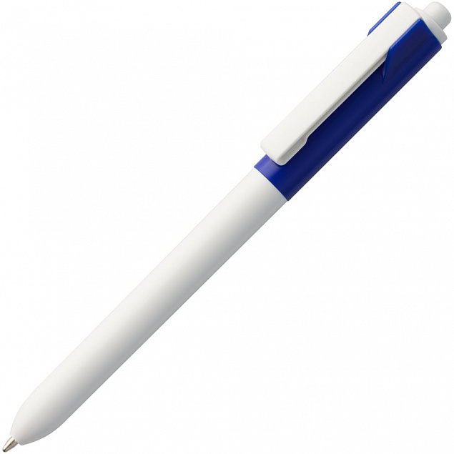 Ручка шариковая Hint Special, белая с синим с логотипом в Санкт-Петербурге заказать по выгодной цене в кибермаркете AvroraStore
