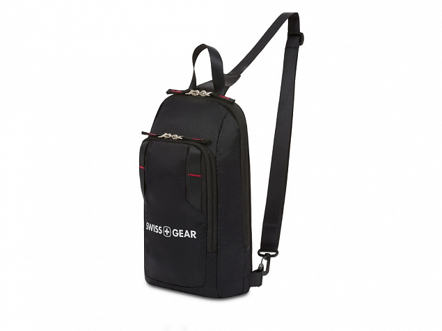 Рюкзак SWISSGEAR с одним плечевым ремнем, черный/красный, полиэстер рип-стоп, 18 x 5 x 33 см, 4 л с логотипом в Санкт-Петербурге заказать по выгодной цене в кибермаркете AvroraStore