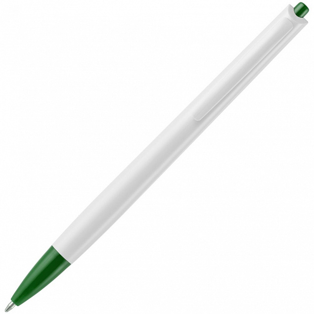 Ручка шариковая Tick, белая с зеленым с логотипом в Санкт-Петербурге заказать по выгодной цене в кибермаркете AvroraStore