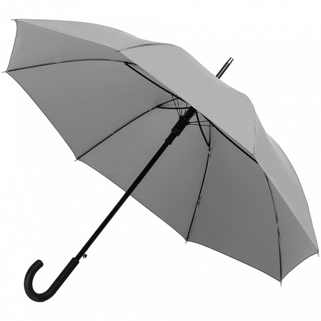 Зонт-трость Manifest со светоотражающим куполом, серый с логотипом в Санкт-Петербурге заказать по выгодной цене в кибермаркете AvroraStore