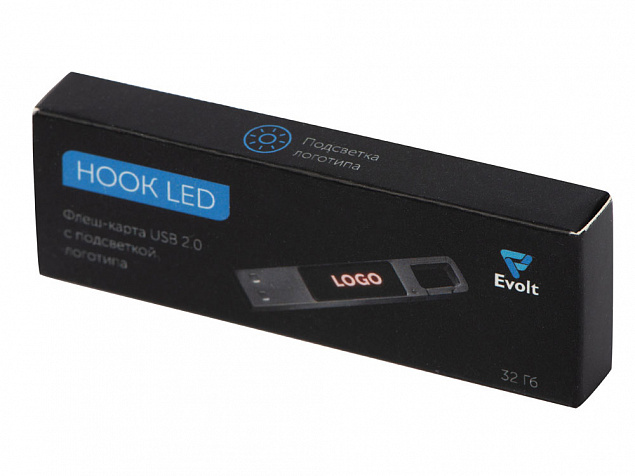 USB 2.0- флешка на 32 Гб c подсветкой логотипа «Hook LED» с логотипом в Санкт-Петербурге заказать по выгодной цене в кибермаркете AvroraStore