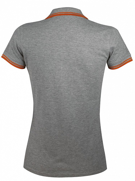 Рубашка поло женская PASADENA WOMEN 200 с контрастной отделкой, серый меланж c оранжевым с логотипом в Санкт-Петербурге заказать по выгодной цене в кибермаркете AvroraStore