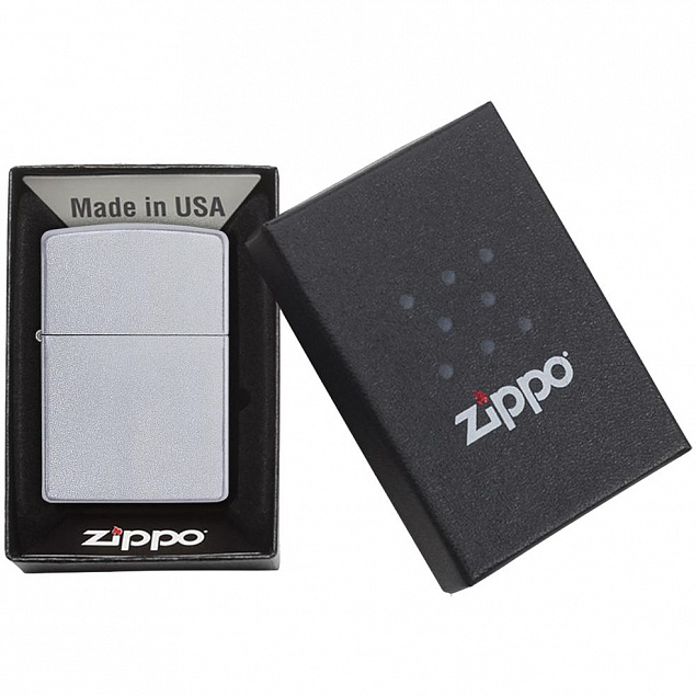 Зажигалка Zippo Classic Satin, серебристая с логотипом в Санкт-Петербурге заказать по выгодной цене в кибермаркете AvroraStore