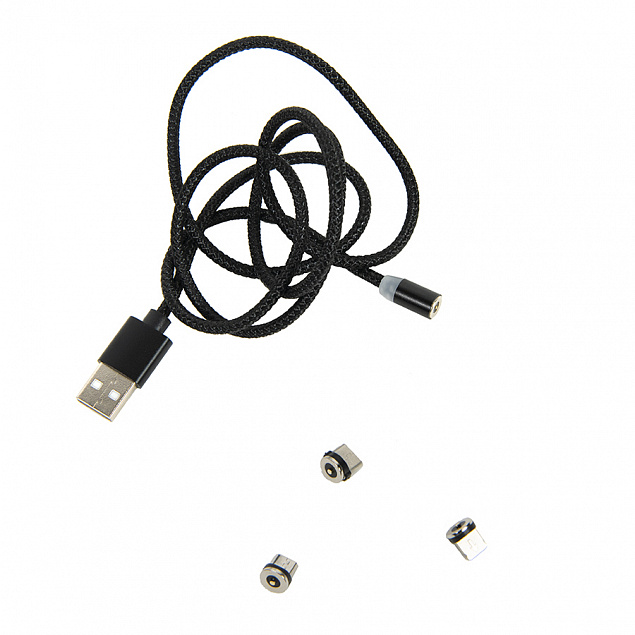 Провод для зарядки SNAP со сменными разъемами на магните Micro USB/Lighting/Type C с логотипом в Санкт-Петербурге заказать по выгодной цене в кибермаркете AvroraStore